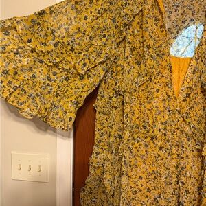Anthropologie Mustard Floral Romper Dress - women’s 3x